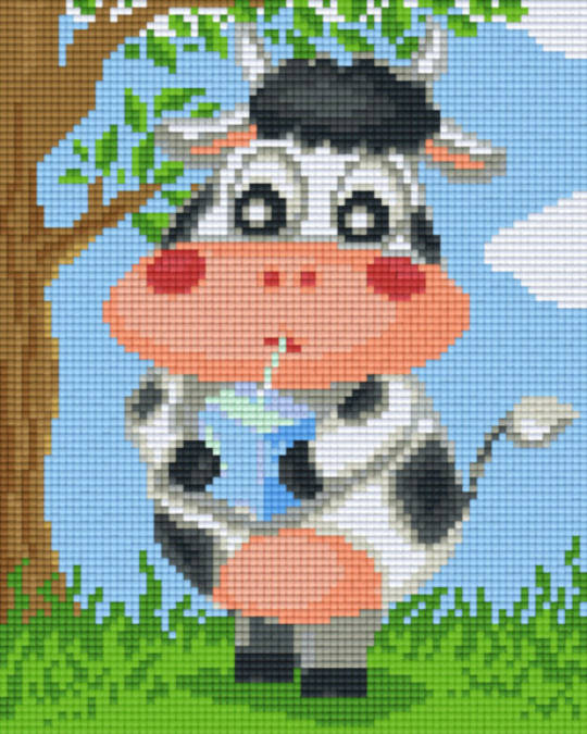 Cow Drinking Milk Four [4] Baseplate PixelHobby Mini-mosaic Art Kit